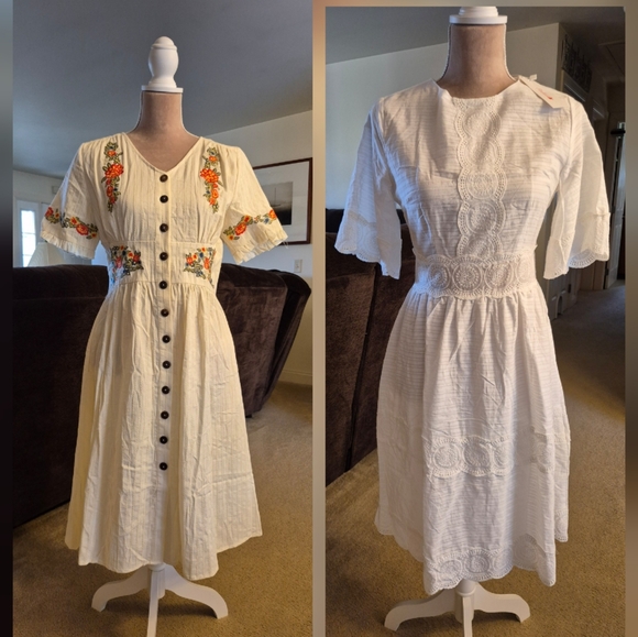 Petallush Dresses & Skirts - NEW Lot Of 2 Petal Lush Dress Size Small, White And Ivory Embroidered